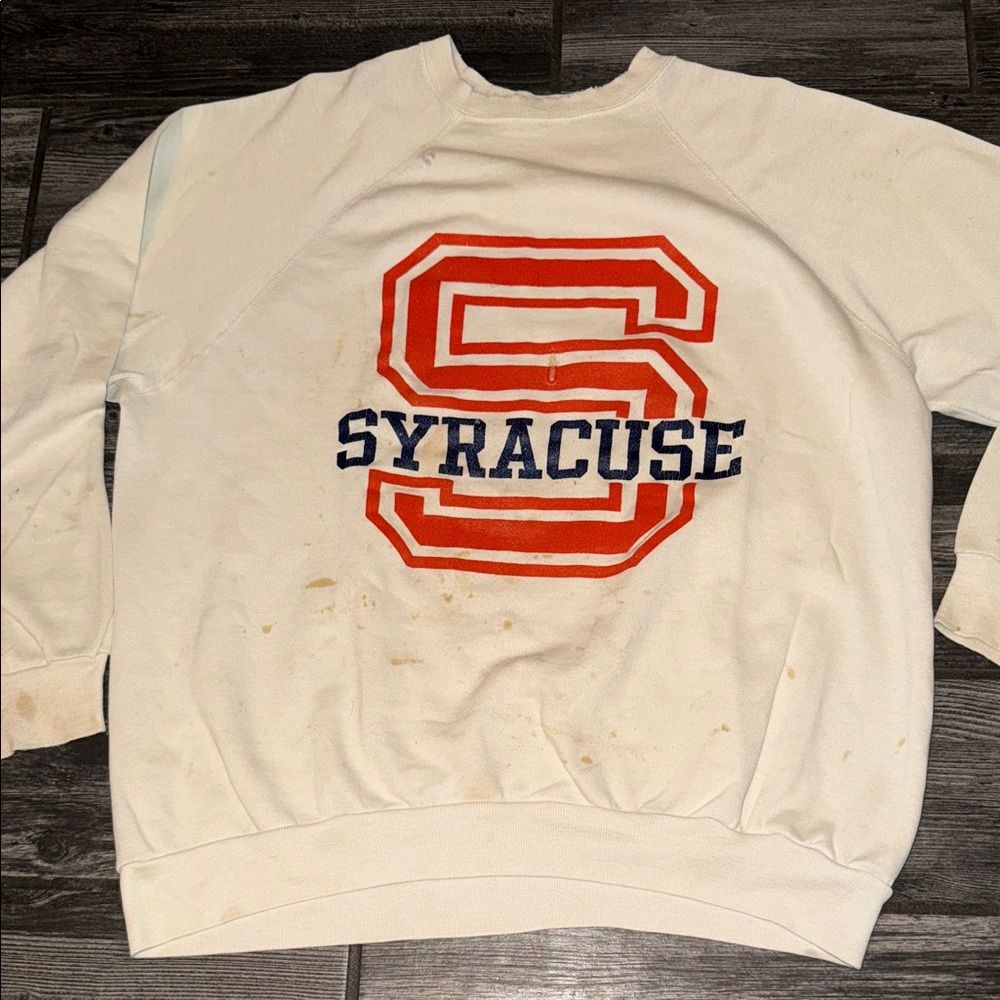 Vintage  Syracuse Graphic Crewneck Sweat shirt 70s 80s  thin xl discoloration